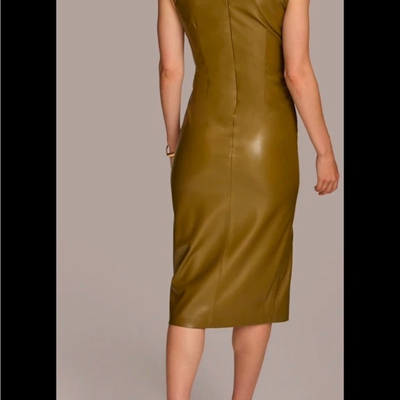 NWT Donna Karan Faux Leather Ruched Side Dresss - Picture 5 of 6